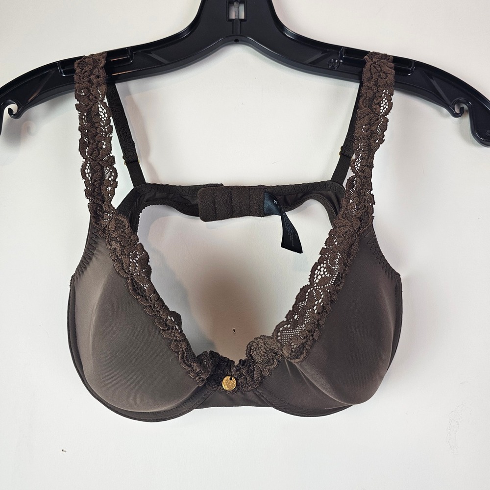 Natori Underneath Lace Trim Underwire T-Shirt Bra Espresso Brown 36B